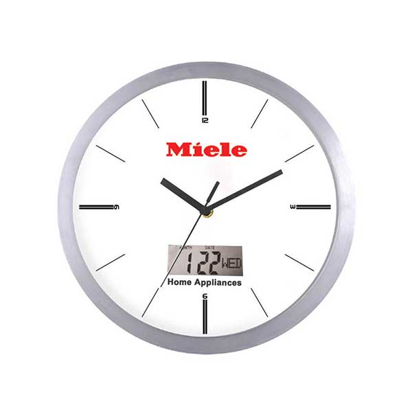 ساعت دیواری آلومینیوم با تقویم دیجیتالD1599